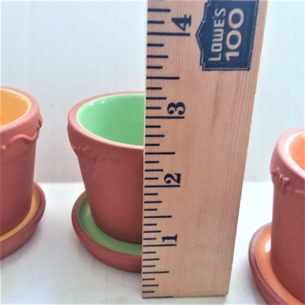 Candle Holders PartyLite Terra Cotta Mini Garden Pots Votive Trio RARE Retired - Picture 5 of 9